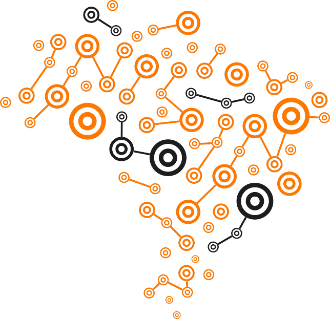 Mapa do Brasil com polos regionais